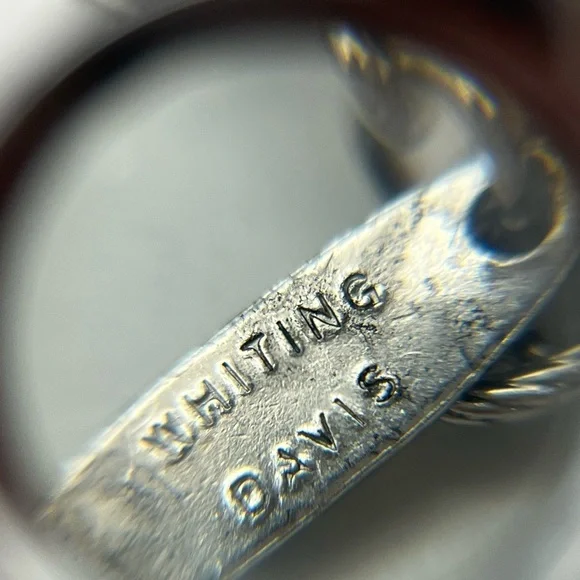 Whiting & Davis intaglio grey cameo silver tone rope chain necklace vintage - Picture 6 of 14